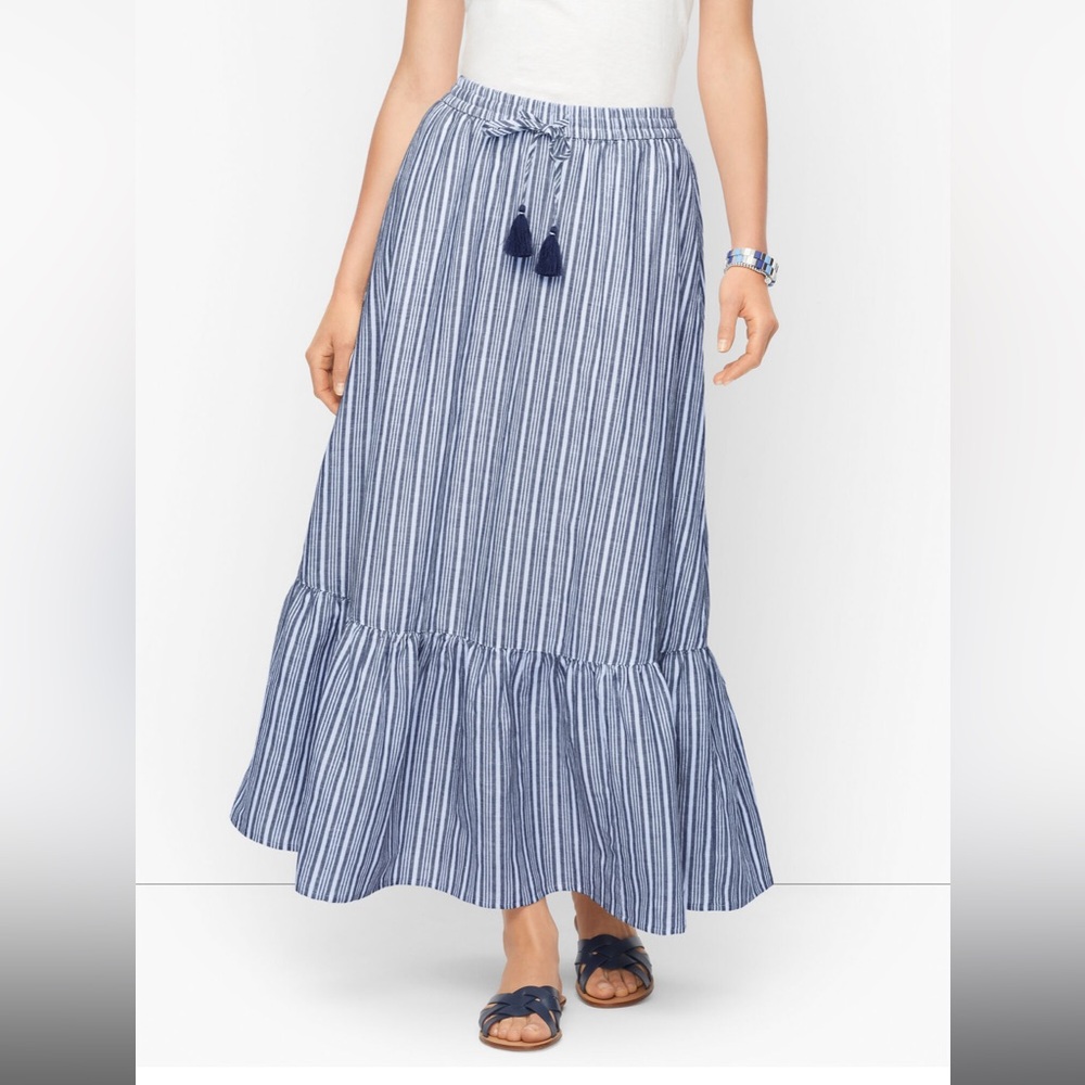 Talbots Stripe Linen Maxi Skirt